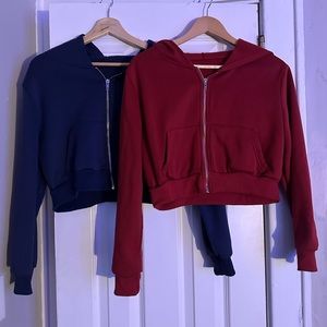 2 piece cropped hoodies